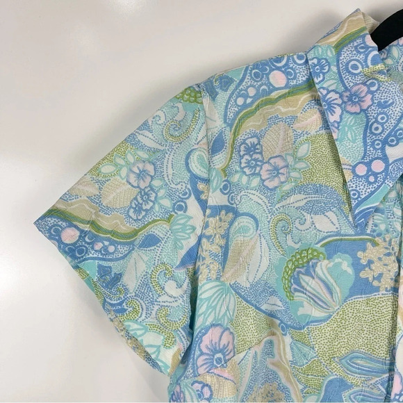 Vintage Blue Paisley Print Shirt Dress - Picture 3 of 10